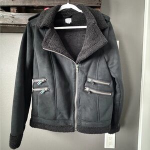 Stylish Black Teddy Jacket with Sherpa Lining